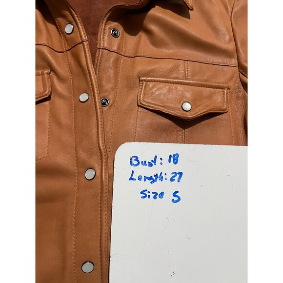 Fini C'est leather shirt perl sap mochamuse brown classic western casual women S - Picture 6 of 7